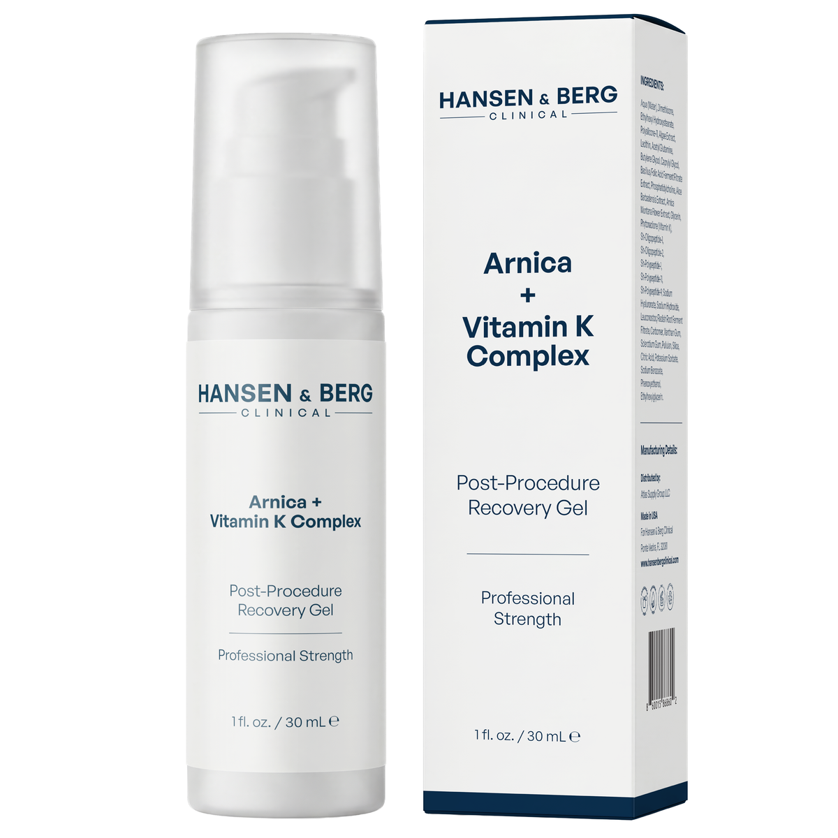 Hansen & Berg Clinical Growth Factor + Arnica + Vitamin K Gel - Soothes Bruised Skin, Post-Procedure Redness & Discoloration (1 fl oz / 30 mL)