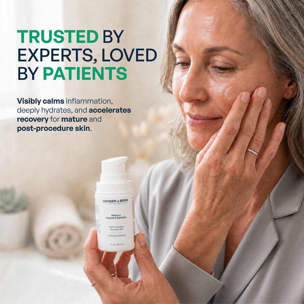 Hansen & Berg Clinical Growth Factor + Arnica + Vitamin K Gel - Soothes Bruised Skin, Post-Procedure Redness & Discoloration (1 fl oz / 30 mL)