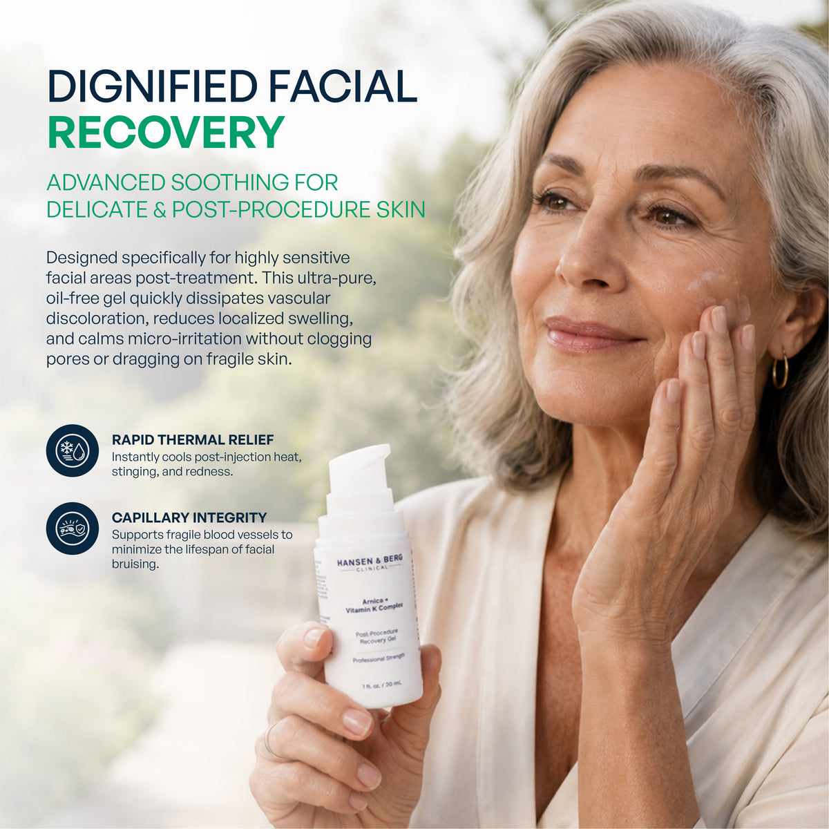 Hansen & Berg Clinical Growth Factor + Arnica + Vitamin K Gel - Soothes Bruised Skin, Post-Procedure Redness & Discoloration (1 fl oz / 30 mL)