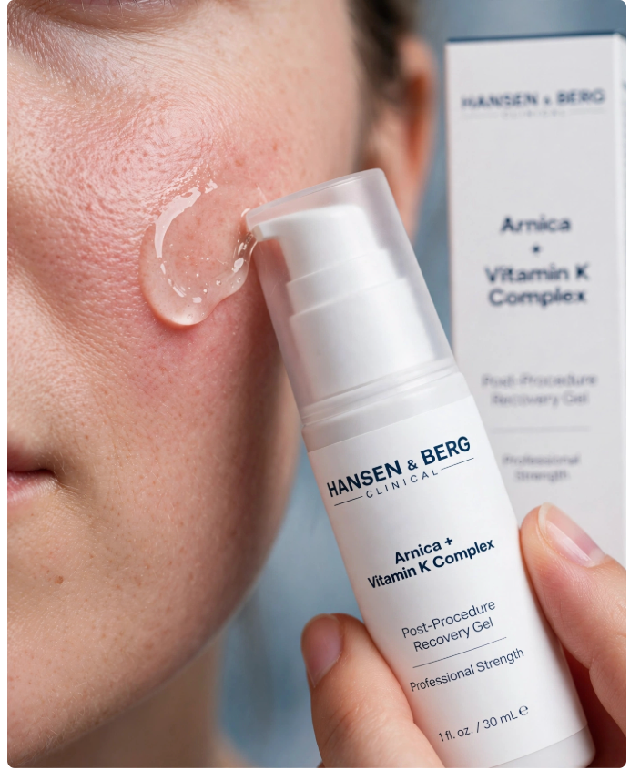 Hansen & Berg Clinical Growth Factor + Arnica + Vitamin K Gel - Soothes Bruised Skin, Post-Procedure Redness & Discoloration (1 fl oz / 30 mL)